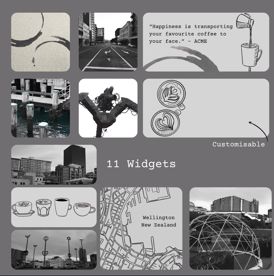 Wellington Café Aesthetic Icon & Widget Pack | Hand-Drawn Monochrome iOS & Android Theme | Digital Home Screen Customization