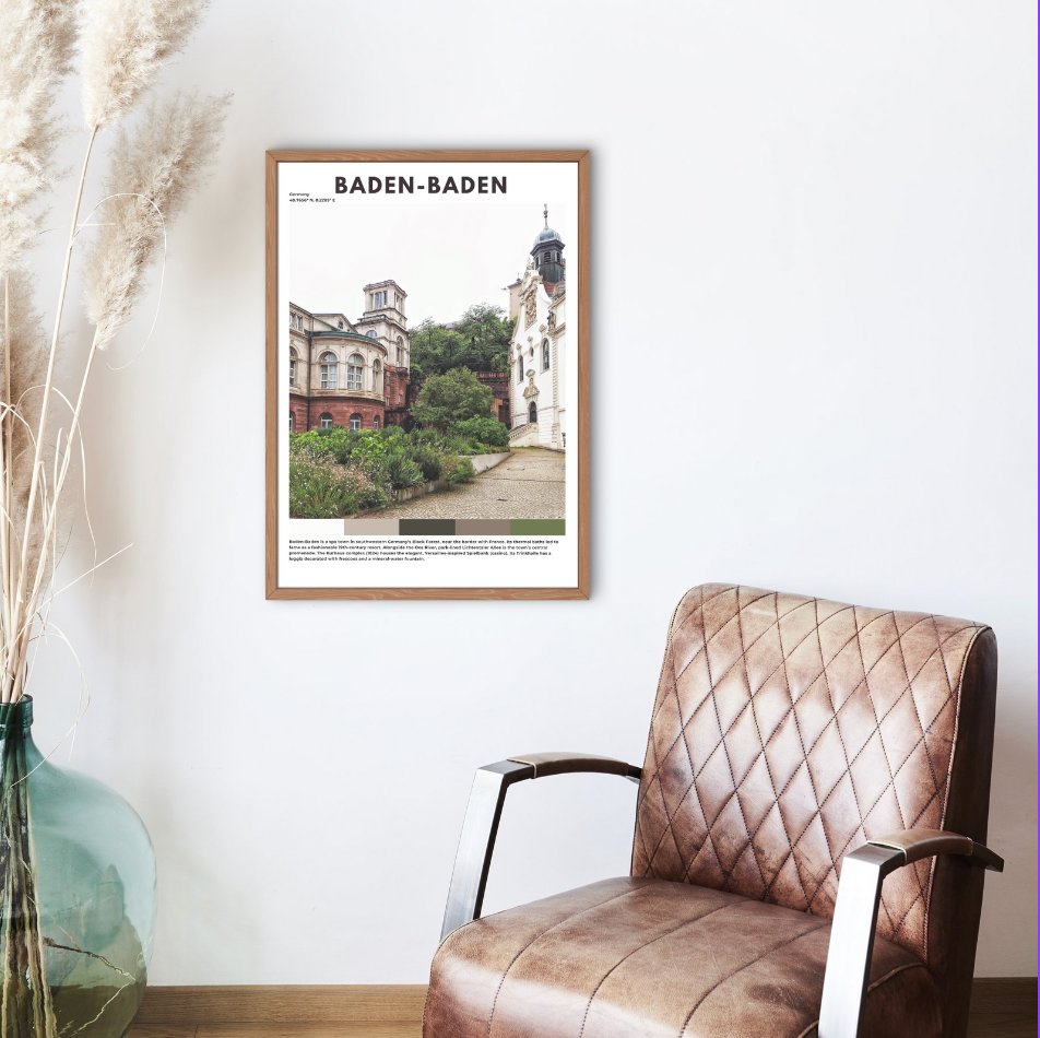 Baden-Baden Travel Poster | German Spa Town Wall Art Print & Home Decor - Volyart