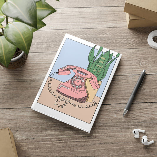 Retro Coffeeshop (Phone) -  Hardcover Notebook, Vintage Journal for Music Lovers, Gift for Artists, Cute Planner, Eco-Friendly