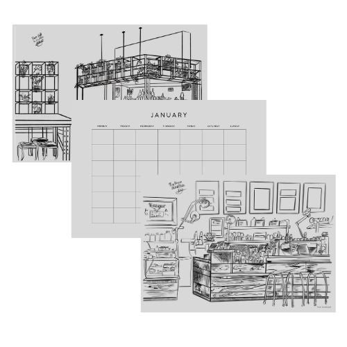 Wellington Coffeeshop Infinity Calendar - Hand-Drawn Digital Planner
