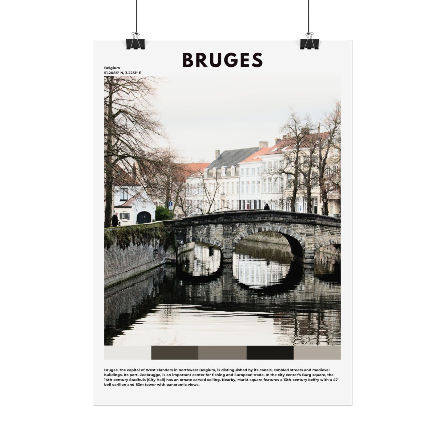 Bruges Travel Poster | Medieval Belgian City Wall Art Print & Home Decor - Volyart