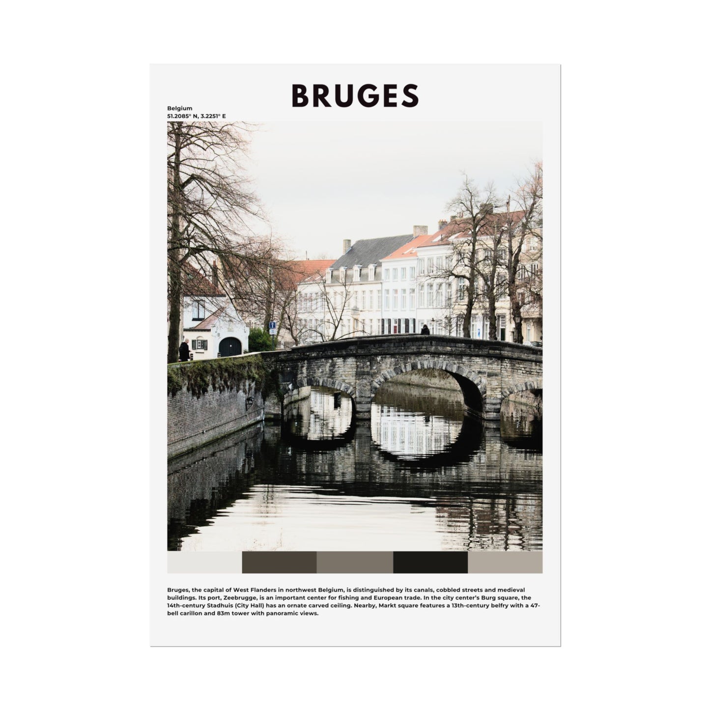 Bruges Travel Poster | Medieval Belgian City Wall Art Print & Home Decor - Volyart