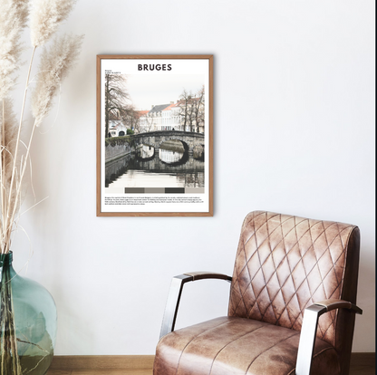Bruges Travel Poster | Medieval Belgian City Wall Art Print & Home Decor - Volyart