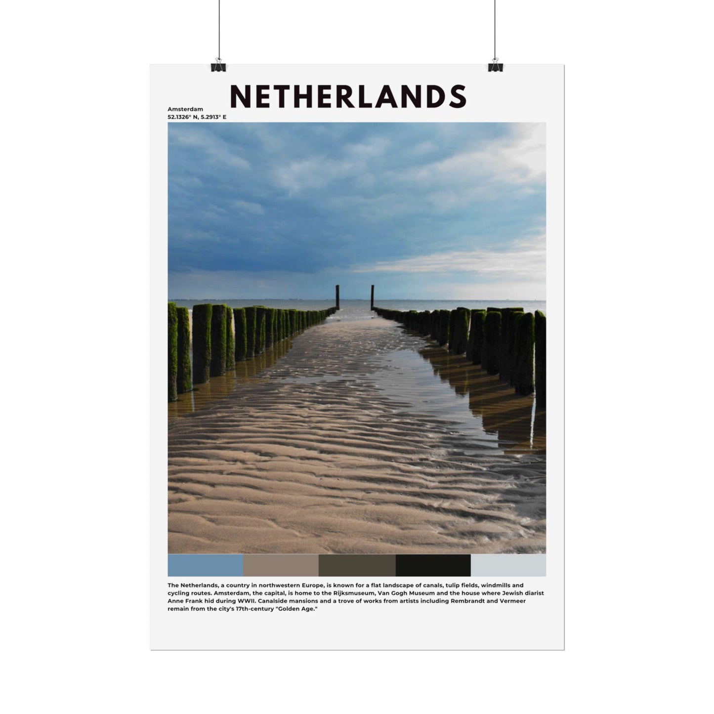 Netherlands Travel Poster | Dutch Landscape Wall Art Print & Home Decor - Volyart